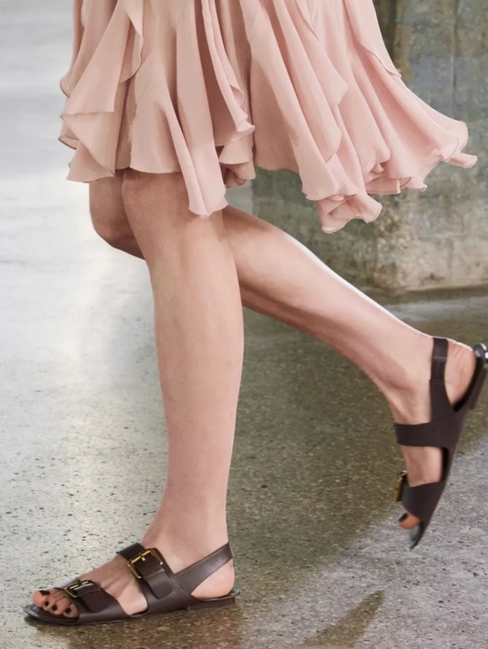 Zara Shoes - Zara Brown Leather Buckle Sandals